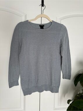 Ann Taylor Lightweight Blue Gray Crewneck Sweater